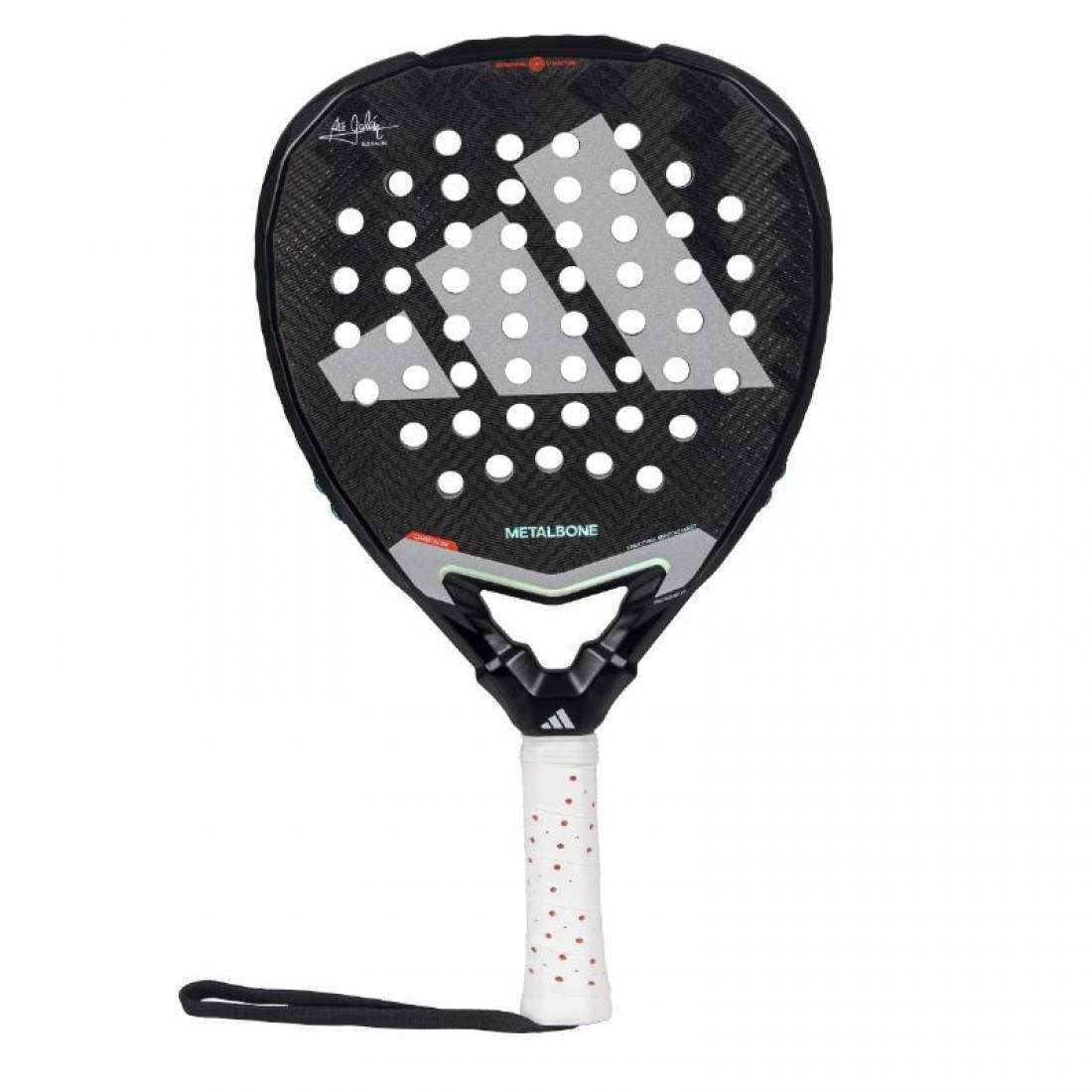 Adidas Ale Galán Metalbone 3.4 2025 RacketEquipmentsDiamond Shape & Head-Heavy Balance: Optimized for offensive play, providing a top-positioned sweet spot for powerful smashes and volleys. Carbon Aluminized 16K Face: Ensures a stiff, durable surface that